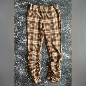 SHEIN Curvy Leggins Sz 2XL Plaid Tan/Brown